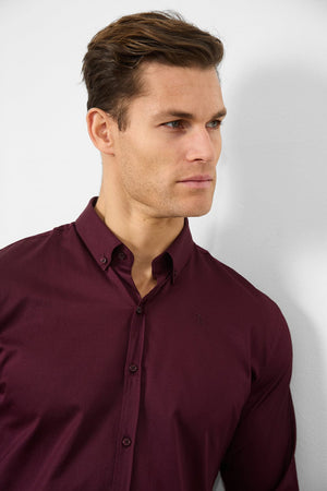 Muscle Fit Signature Shirt 2.0 in Burgundy - TAILORED ATHLETE - ROW