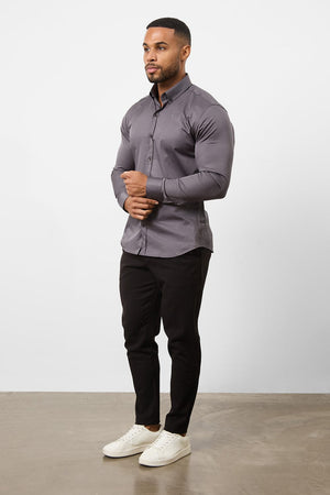 Muscle Fit Signature Shirt 2.0 in Grey - TAILORED ATHLETE - ROW