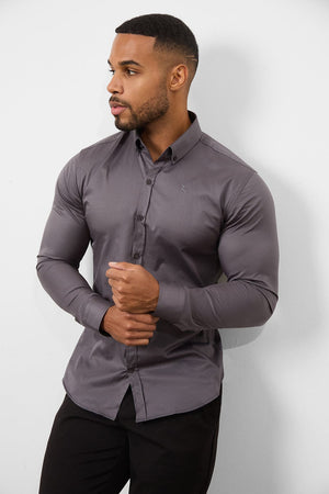 Muscle Fit Signature Shirt 2.0 in Grey - TAILORED ATHLETE - ROW