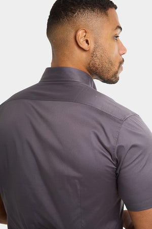 Muscle Fit Short Sleeve Signature Shirt in Grey - TAILORED ATHLETE - ROW