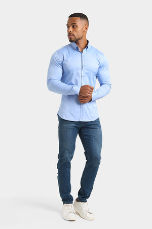 Muscle Fit Signature Shirt in Mid Blue - TAILORED ATHLETE - ROW