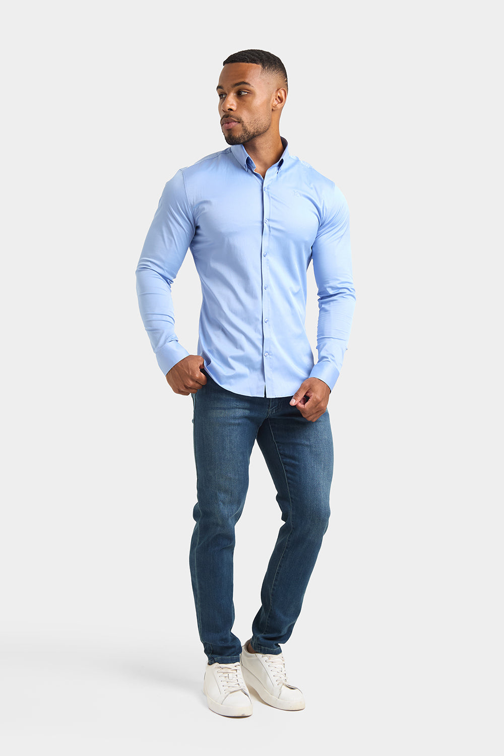 Muscle Fit Signature Shirt in Mid Blue - TAILORED ATHLETE - ROW