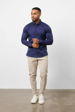 Muscle Fit Signature Shirt 2.0 in French Navy - TAILORED ATHLETE - ROW