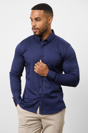 Muscle Fit Signature Shirt 2.0 in French Navy - TAILORED ATHLETE - ROW