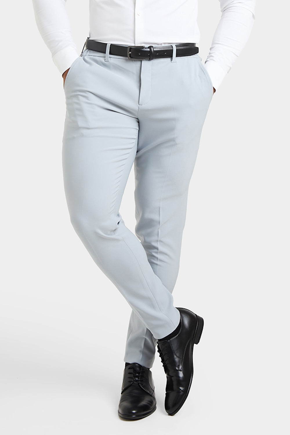 True Muscle Fit Tech Suit Trousers in Light Grey - TAILORED ATHLETE - ROW