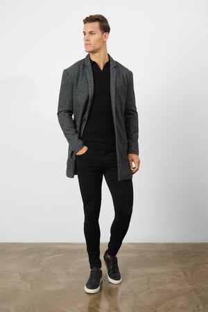 Single Breasted Herringbone Overcoat - TAILORED ATHLETE - ROW