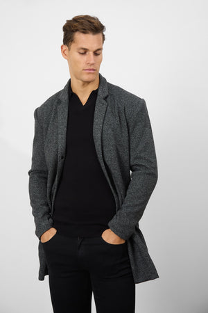 Single Breasted Herringbone Overcoat - TAILORED ATHLETE - ROW