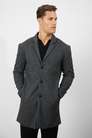 Single Breasted Herringbone Overcoat - TAILORED ATHLETE - ROW