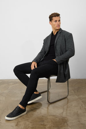 Single Breasted Herringbone Overcoat - TAILORED ATHLETE - ROW