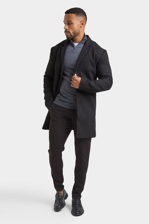 Single Breasted Overcoat in Black - TAILORED ATHLETE - ROW