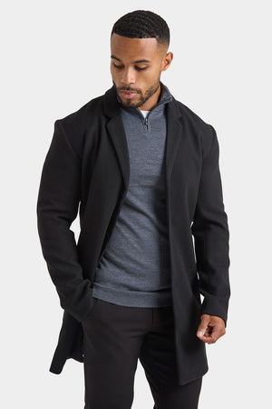 Single Breasted Overcoat in Black - TAILORED ATHLETE - ROW