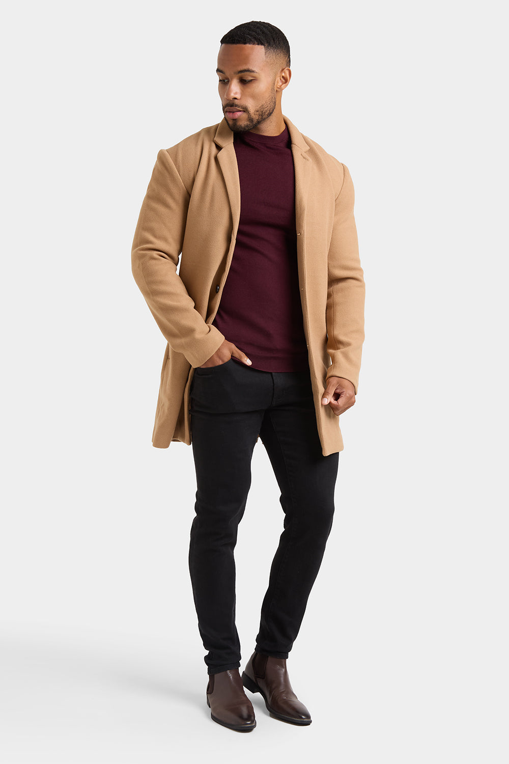 Single Breasted Overcoat in Camel - TAILORED ATHLETE - ROW