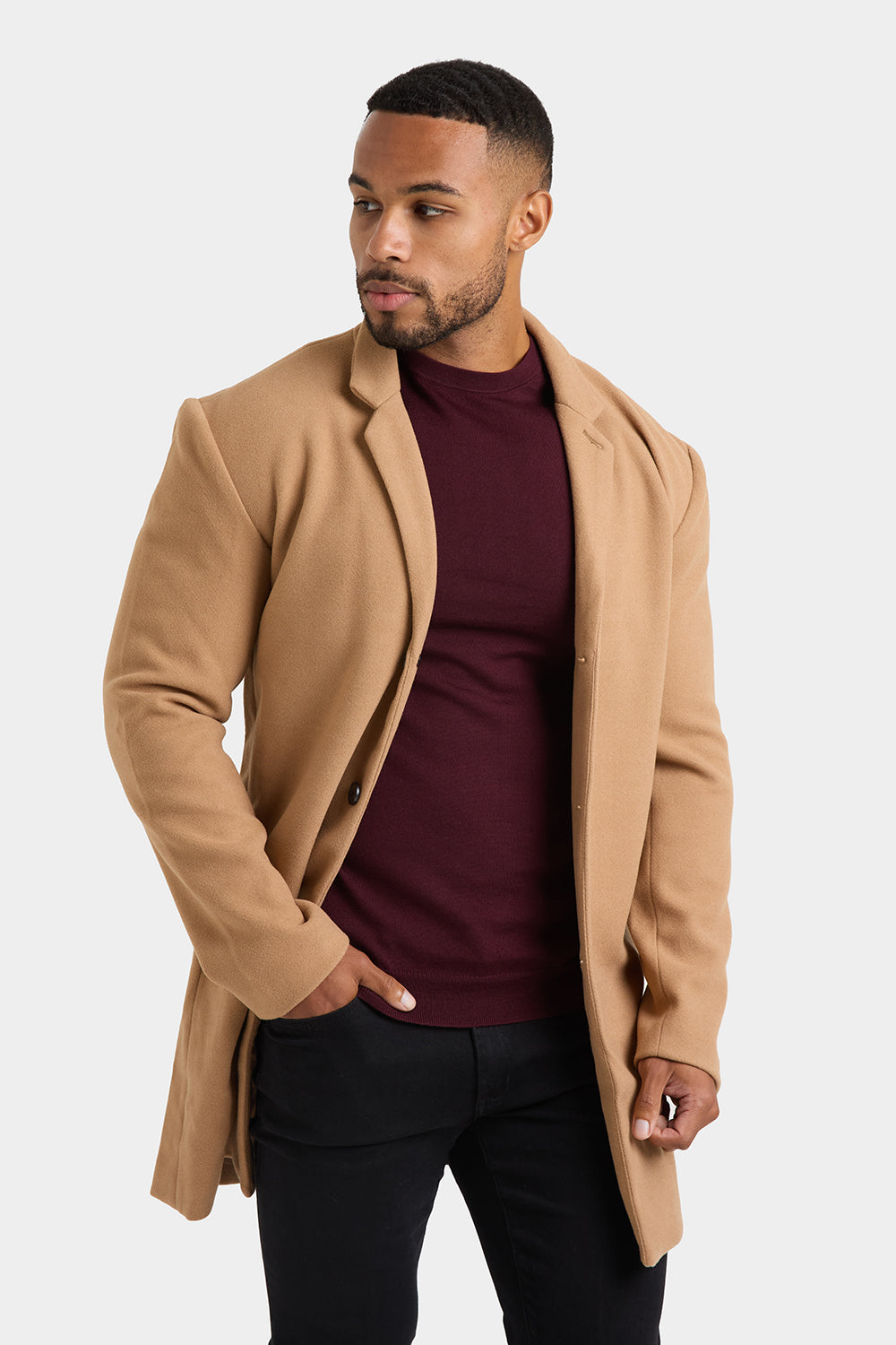 Single Breasted Overcoat in Camel - TAILORED ATHLETE - ROW