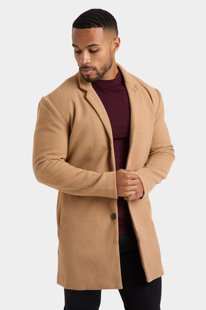 Single Breasted Overcoat in Camel - TAILORED ATHLETE - ROW