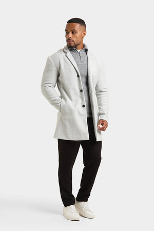 Single Breasted Overcoat in Pale Grey - TAILORED ATHLETE - ROW