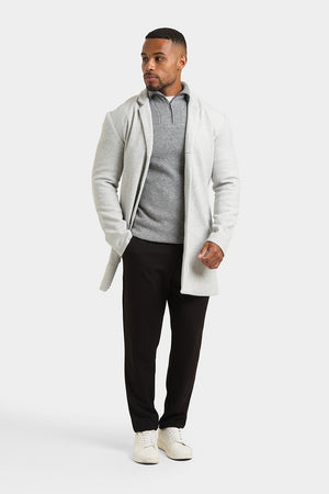 Single Breasted Overcoat in Pale Grey - TAILORED ATHLETE - ROW