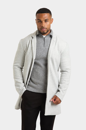 Single Breasted Overcoat in Pale Grey - TAILORED ATHLETE - ROW