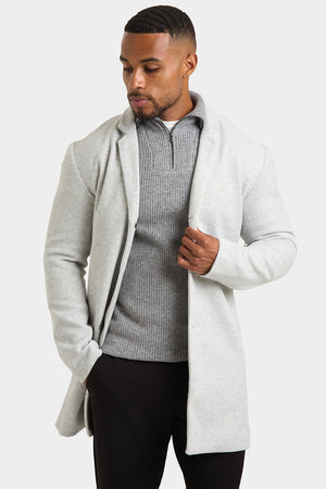 Single Breasted Overcoat in Pale Grey - TAILORED ATHLETE - ROW