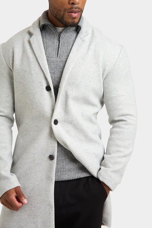 Single Breasted Overcoat in Pale Grey - TAILORED ATHLETE - ROW