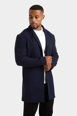 Single Breasted Overcoat in Navy - TAILORED ATHLETE - ROW