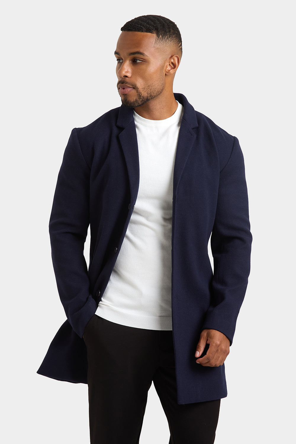 Single Breasted Overcoat in Navy - TAILORED ATHLETE - ROW