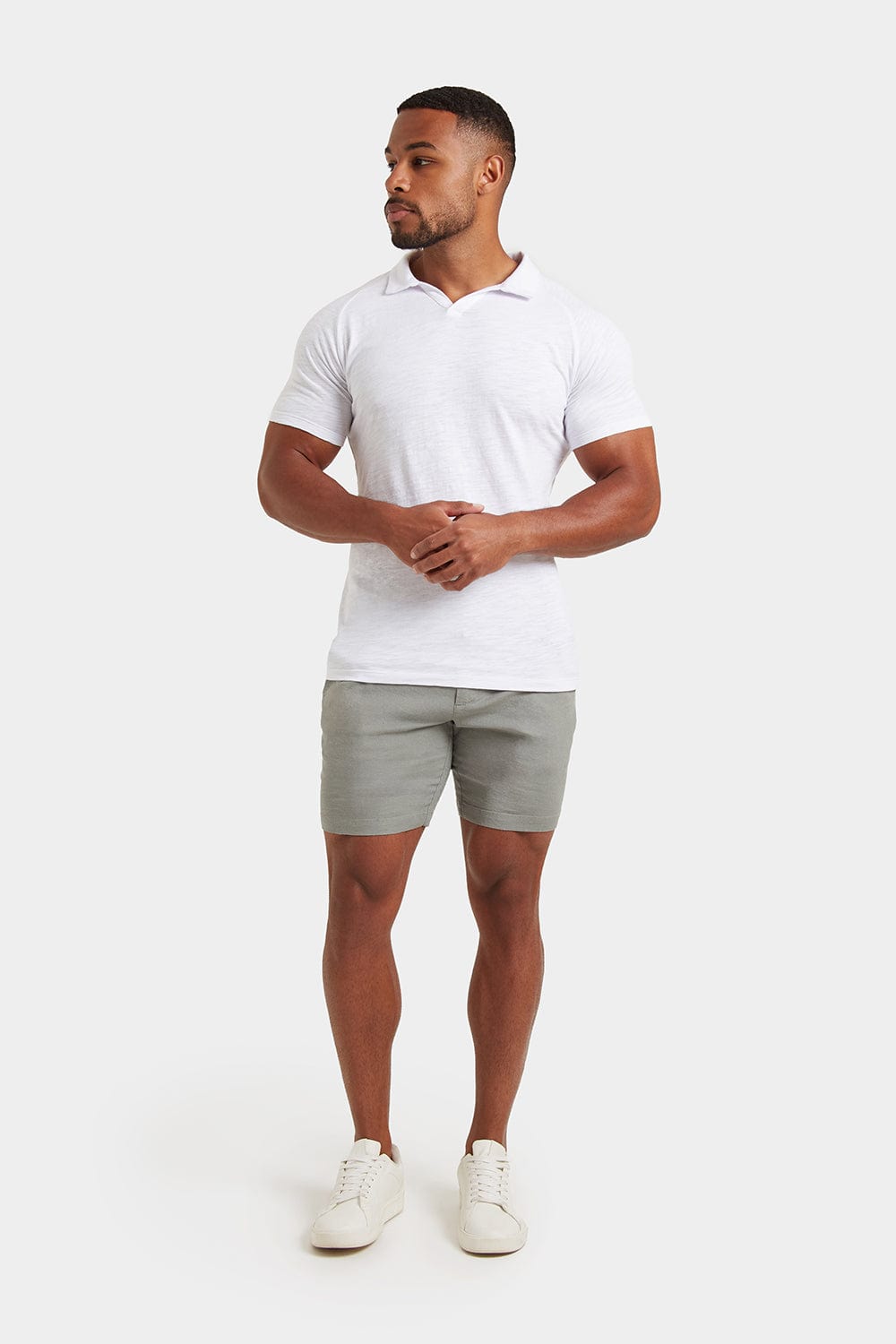 Linen blend Shorts in Sage