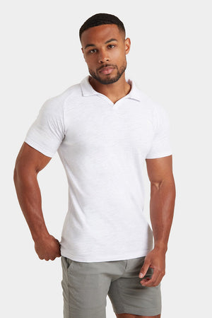 Slub Buttonless Polo in White - TAILORED ATHLETE - ROW