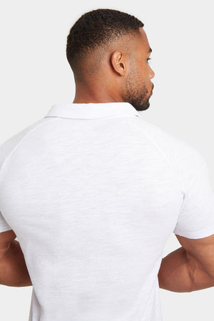 Slub Buttonless Polo in White - TAILORED ATHLETE - ROW