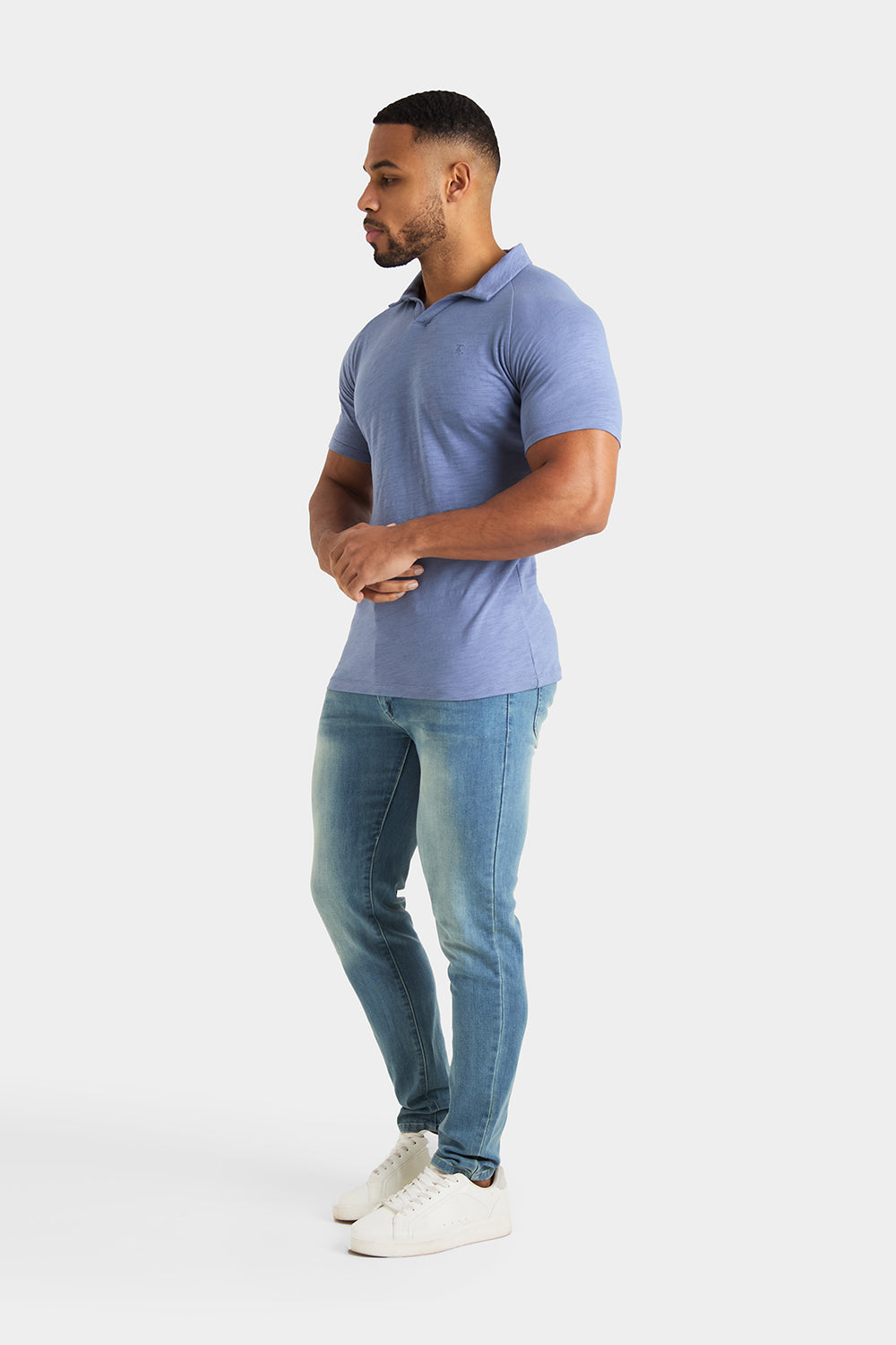 Slub Buttonless Polo in Washed Ink - TAILORED ATHLETE - ROW
