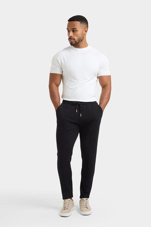 Smart Pique Joggers in Black - TAILORED ATHLETE - ROW