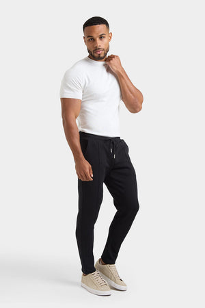 Smart Pique Joggers in Black - TAILORED ATHLETE - ROW