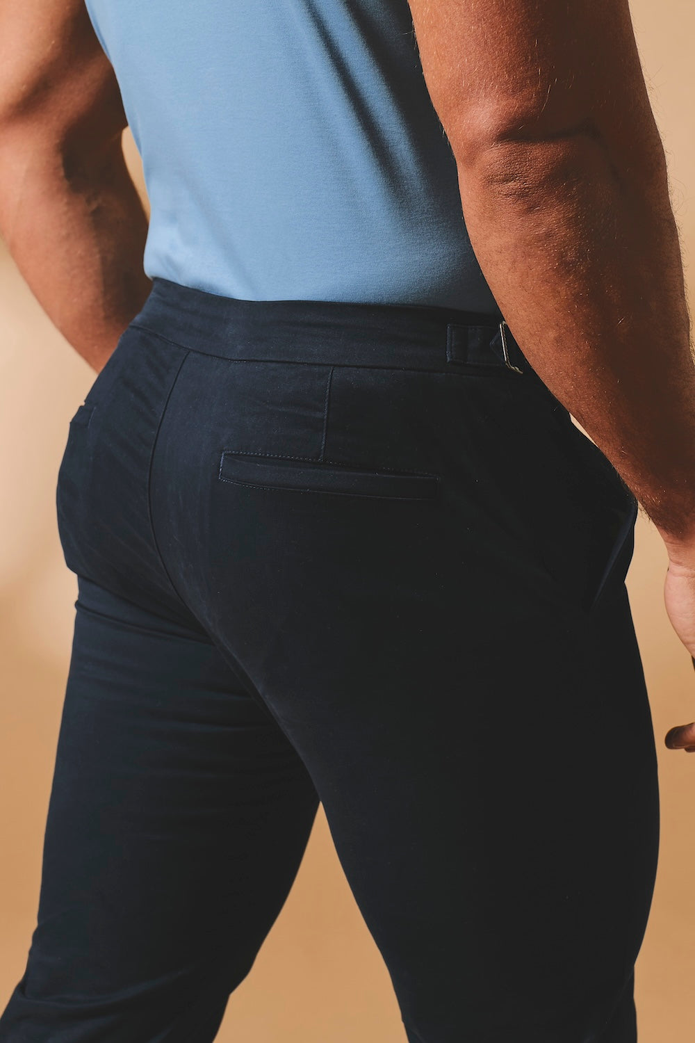 Smart Chino Side Adjuster Trousers in Navy