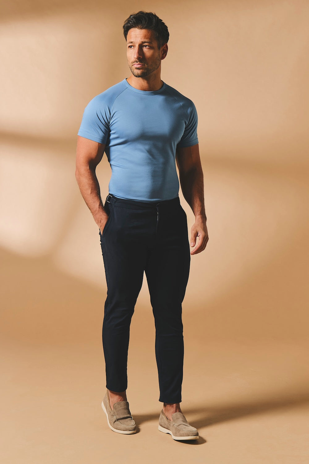 Smart Chino Side Adjuster Trousers in Navy