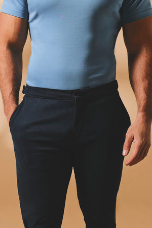 Smart Chino Side Adjuster Trousers in Navy