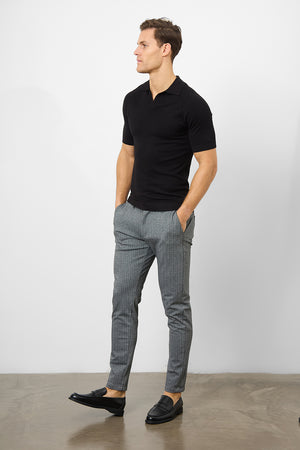 Herringbone Stripe Trousers in Dark Grey - TAILORED ATHLETE - ROW