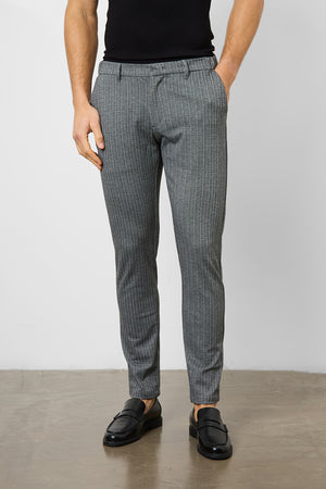 Herringbone Stripe Trousers in Dark Grey - TAILORED ATHLETE - ROW