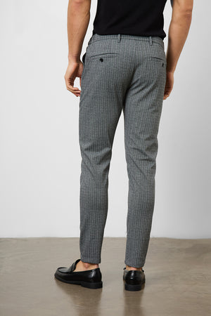 Herringbone Stripe Trousers in Dark Grey - TAILORED ATHLETE - ROW