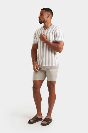 Stripe Knitted Shirt in Stone/Ecru - TAILORED ATHLETE - ROW