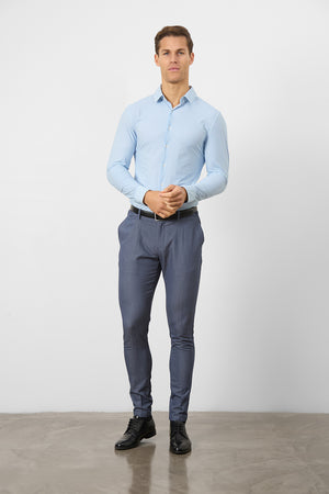 Striped Stretch Formal Shirt in Blue - TAILORED ATHLETE - ROW