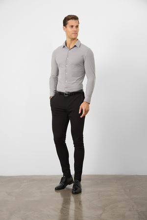 Striped Stretch Formal Shirt in Grey - TAILORED ATHLETE - ROW