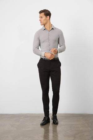 Striped Stretch Formal Shirt in Grey - TAILORED ATHLETE - ROW