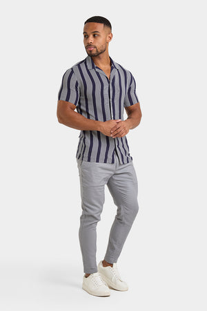 Printed Shirt in Bold Navy Stripe - TAILORED ATHLETE - ROW