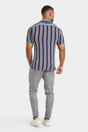 Printed Shirt in Bold Navy Stripe - TAILORED ATHLETE - ROW