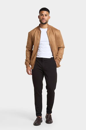 Suede Look Bomber Jacket in Chestnut - TAILORED ATHLETE - ROW