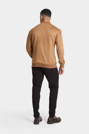 Suede Look Bomber Jacket in Chestnut - TAILORED ATHLETE - ROW