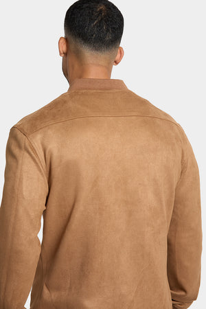 Suede Look Bomber Jacket in Chestnut - TAILORED ATHLETE - ROW