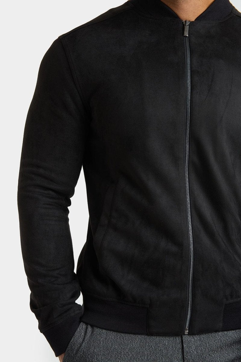 Suede Look Bomber Jacket in Black - TAILORED ATHLETE - ROW