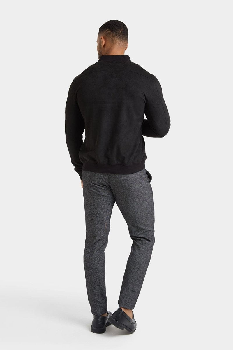 Suede Look Bomber Jacket in Black - TAILORED ATHLETE - ROW