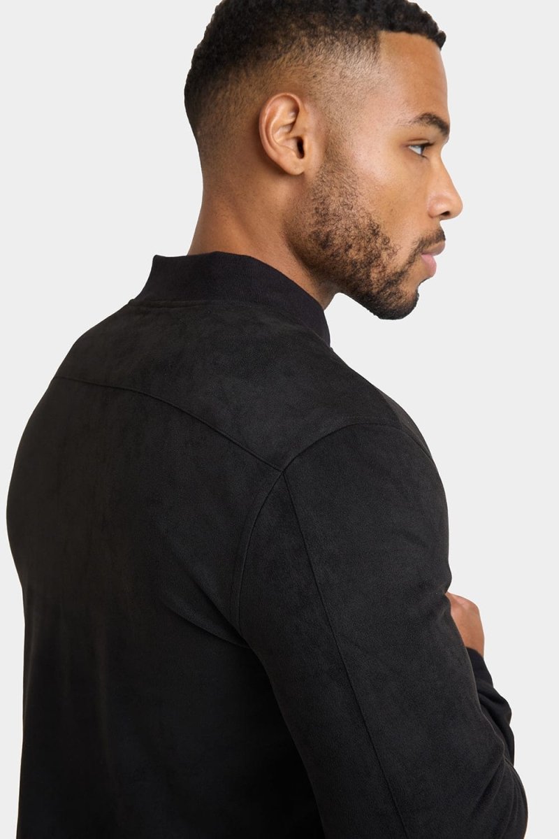 Suede Look Bomber Jacket in Black - TAILORED ATHLETE - ROW