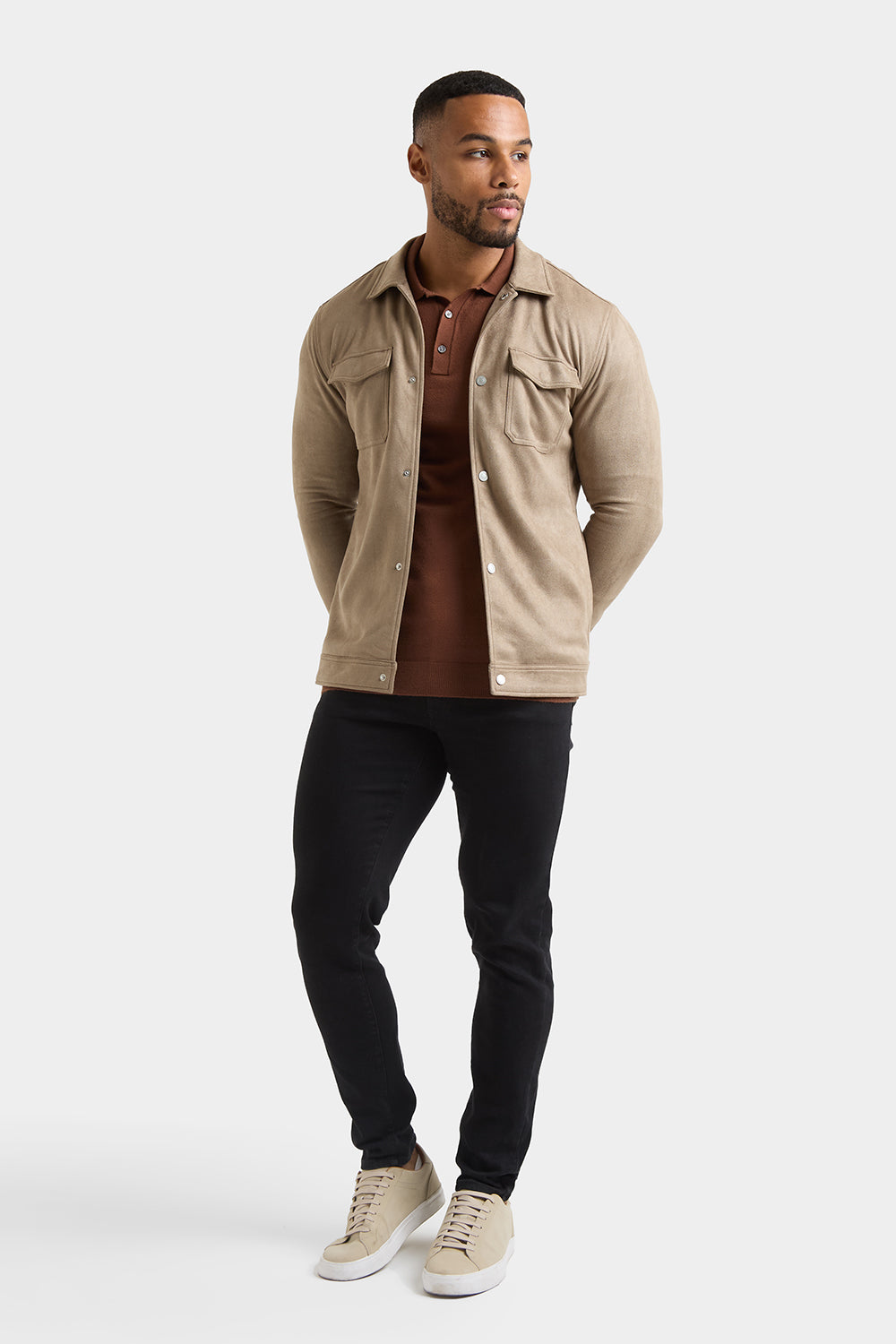 Suede Look Shacket in Mink - TAILORED ATHLETE - ROW